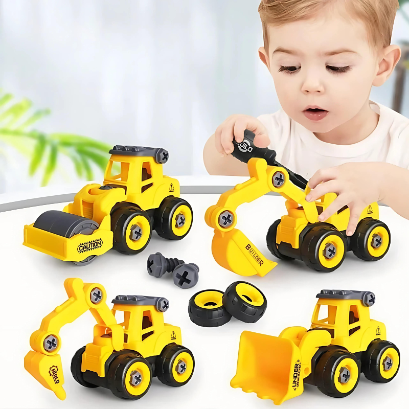 Kids' DIY assembly police car toy set with tools, educational building kit for preschool boys and girls