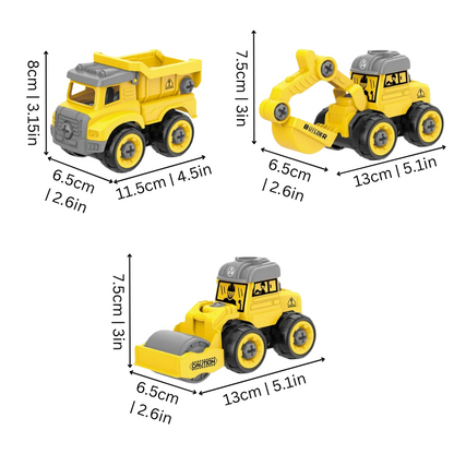 Assembly vehicle toy set for kids, interactive DIY construction play with police car pieces and screwdriver