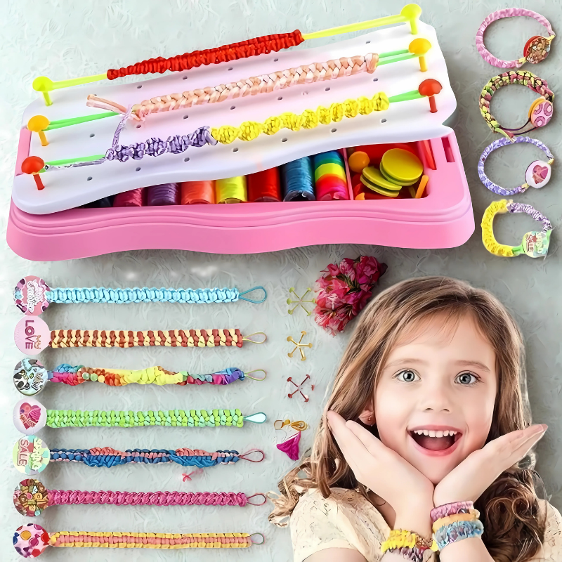 Kids DIY Bead Loom Bracelet Making Kit with colorful beads, threads & easy-to-use loom for creative play