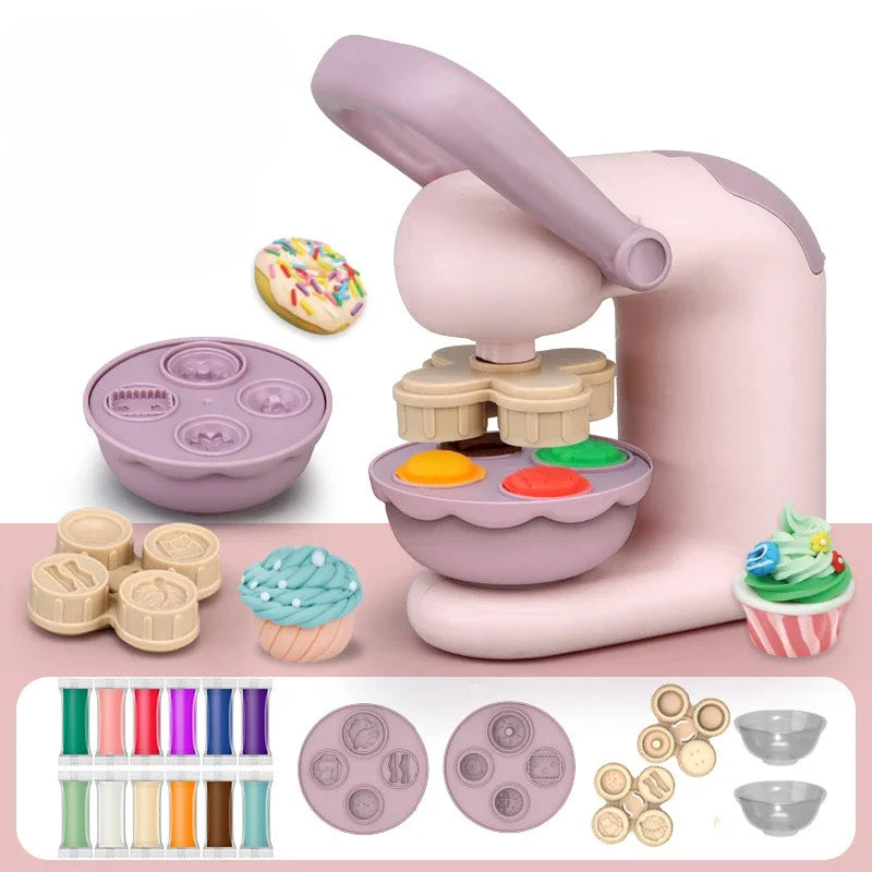 Educational clay burger playset with molds, promoting fine motor skills & sensory play for kids