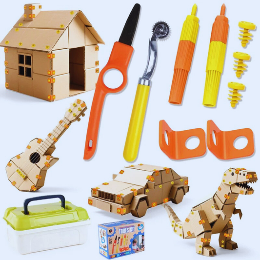 Kids DIY craft & build toy set, educational cardboard building kit, enhances creative and imaginative play.