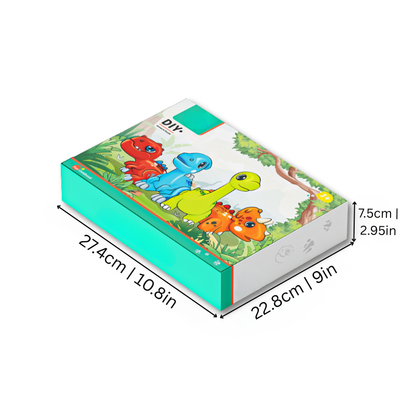 Dinosaur toy building set with multiple prehistoric creatures, fostering creative play and STEM learning for kids.