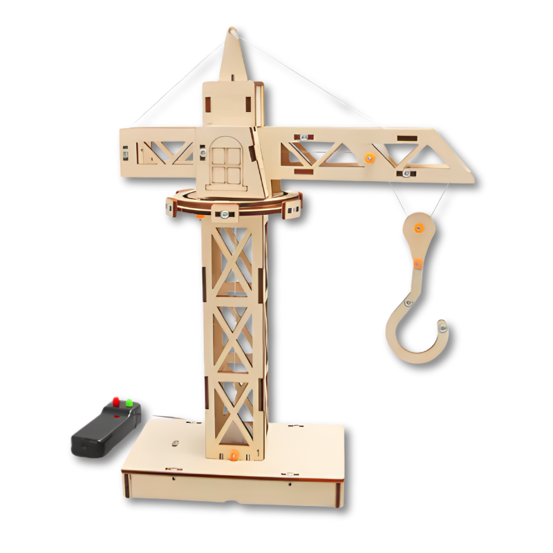 Group of children playing with their handmade DIY electric wooden vehicles, fun STEM activity