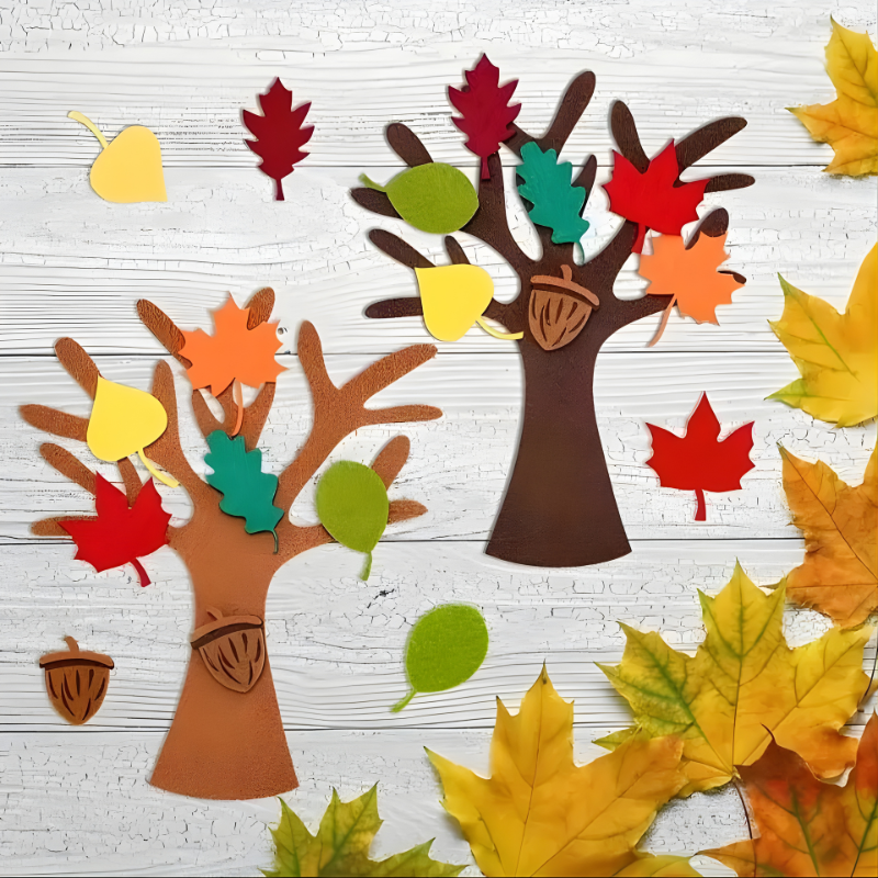Kids DIY felt holiday craft kit with cutouts and glue sticks, perfect for creative play & fine motor skills.