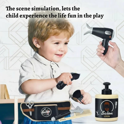 Children's hairdresser playset with toy comb, scissors, and brush for imaginative role-playing and fun styling.