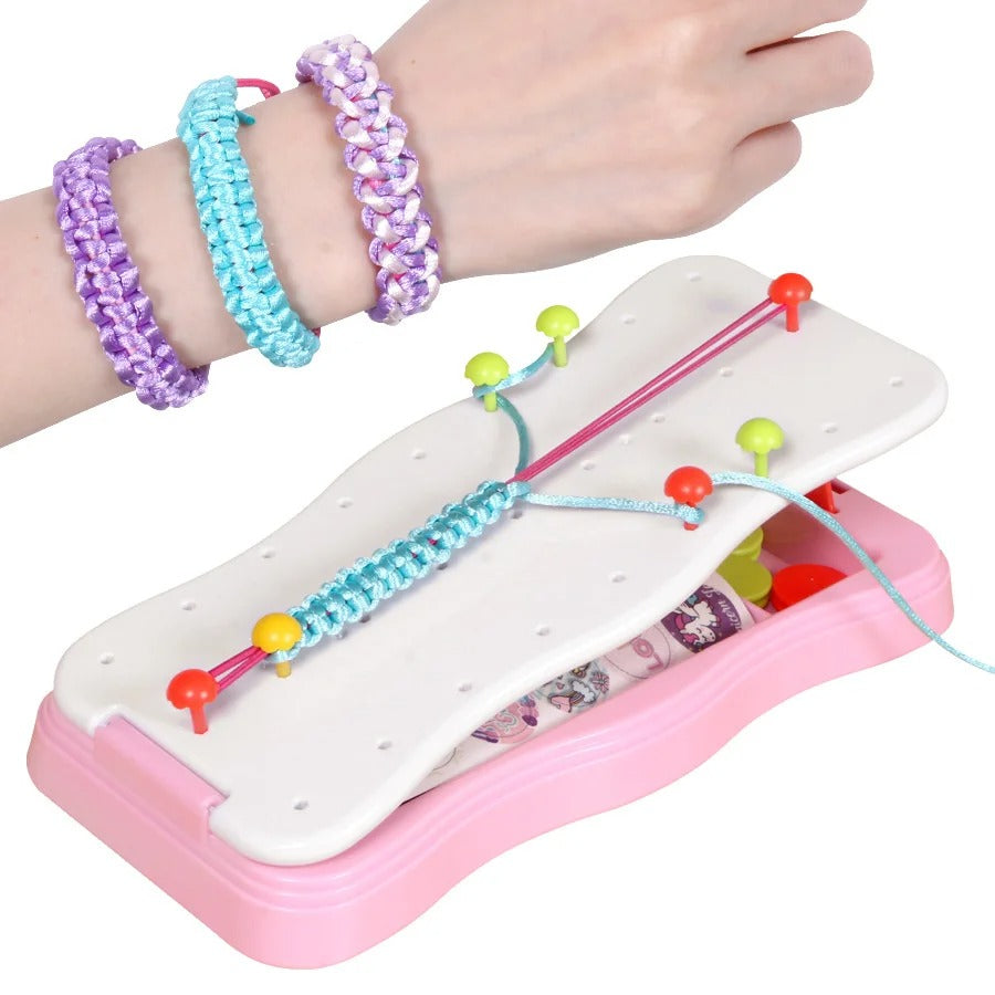 Kids' DIY Knitting Bracelet Making Kit with colorful yarns, educational craft for children's creativity