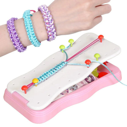 Kids' DIY Knitting Bracelet Making Kit with colorful yarns, educational craft for children's creativity