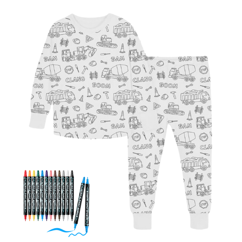 Gift box featuring a DIY color & design pajama set, perfect for creative children's sleepwear craft