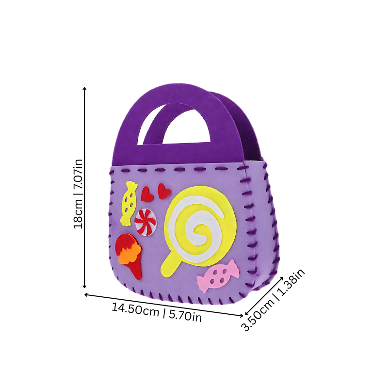 Educational kids craft kit: sew your own mini handbag, a perfect gift for developing handcraft