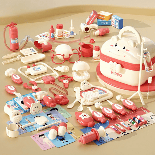 Kids Doctor Play Kit with medical tools, stethoscope, syringe, and case for pretend play