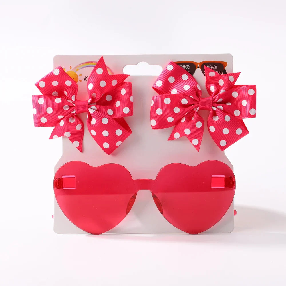 Pack of Dot & Heart Hairpins, ideal for kids' parties and everyday cute style