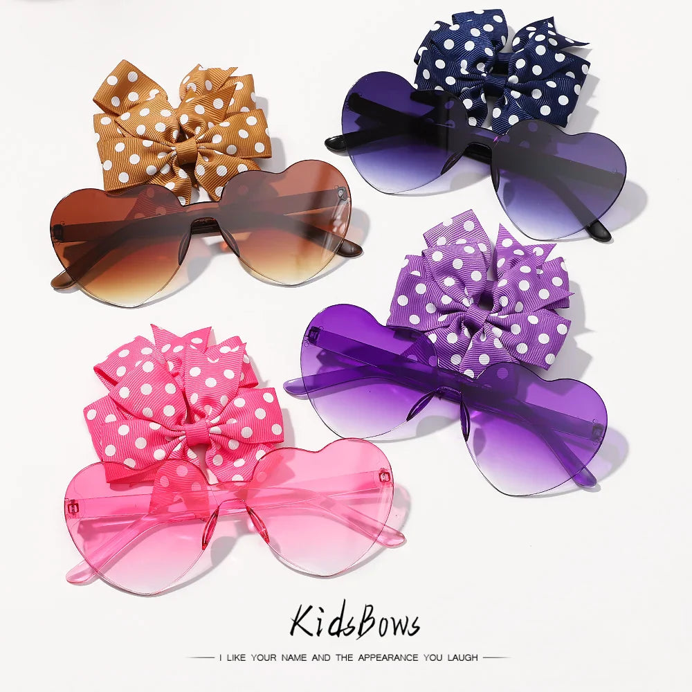Close-up of a wooden Dot Hairpin with heart, stylish kids hairclip accessory