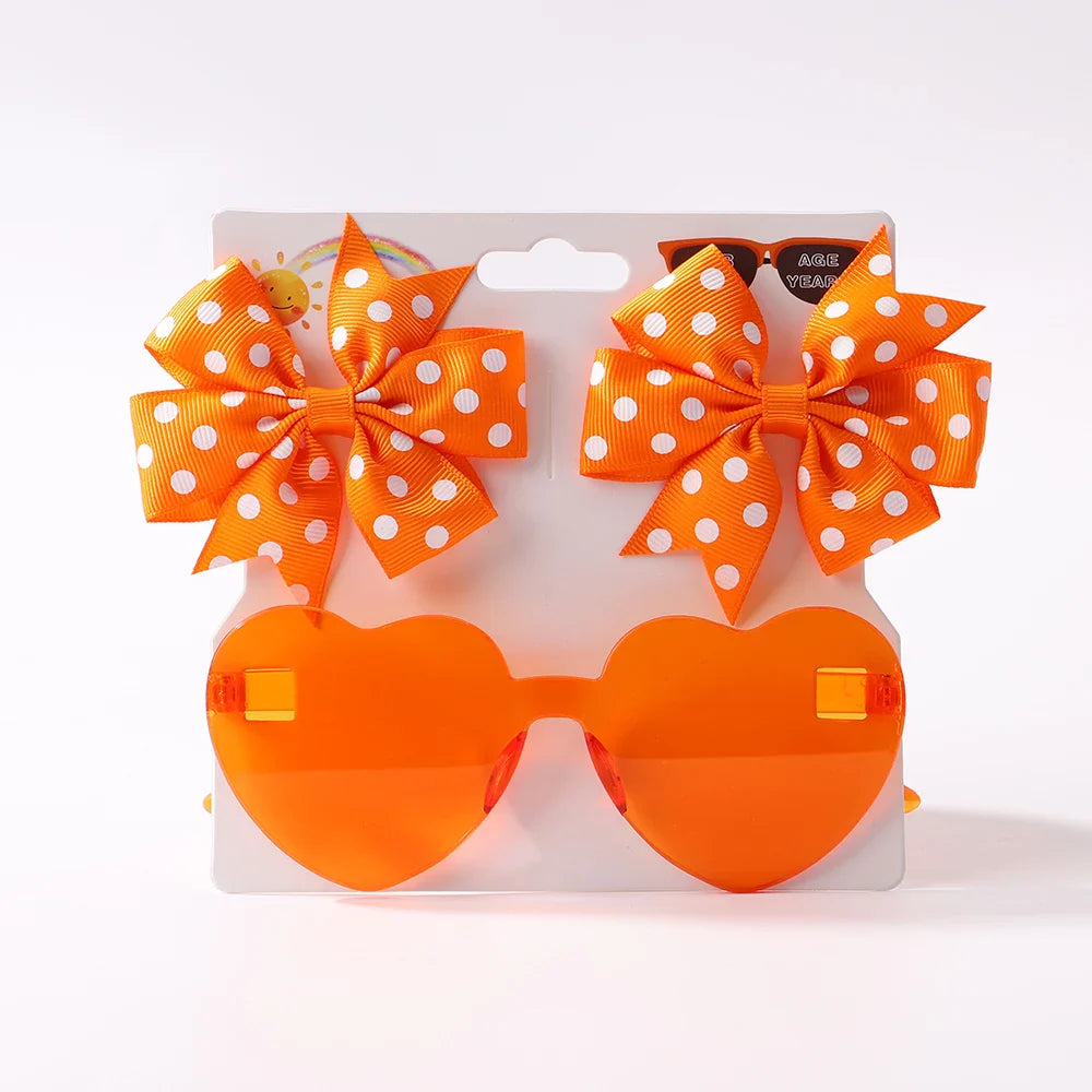Baby accessories: Heart and Dot Sunglasses Hairpin Set, cute for boys and girls