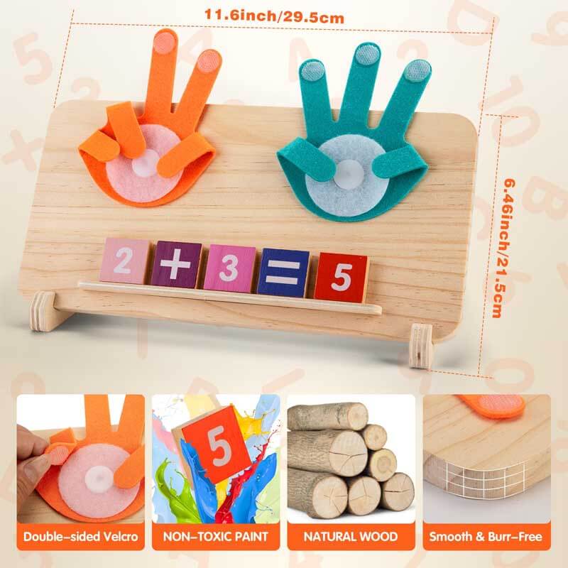 Kids double-sided wooden math learning board for preschool education. Sensory play.