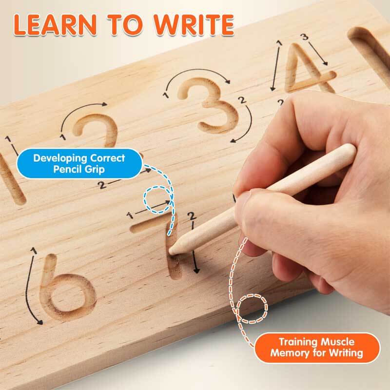Double-sided wooden math board, an educational toy for kids learning numbers and operations.