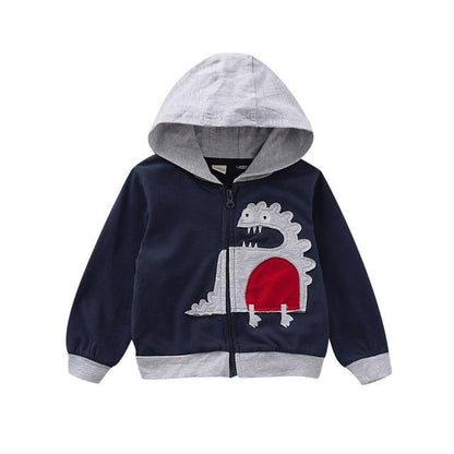 Unisex children's apparel: a comfortable cotton dragon zip-up hoodie