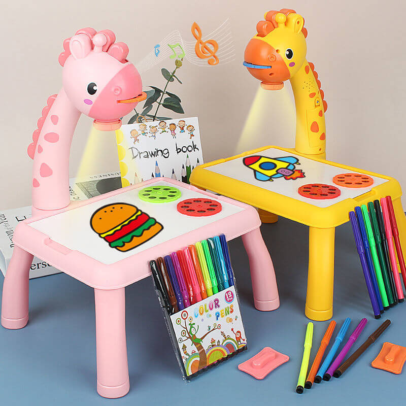 Unboxing the kids projection drawing board, revealing a fun art toy and educational kit.