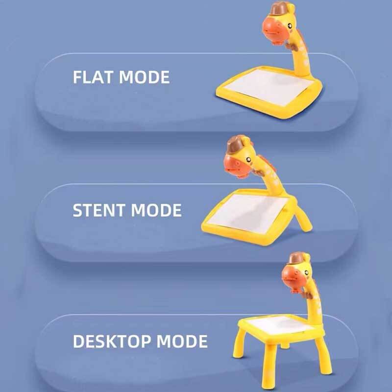 Kids projection drawing board illuminated with a vibrant image, perfect for young artists.