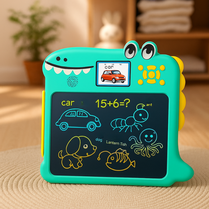Kids' drawing tablet, LCD, colorful scribbles, red border, educational toy
