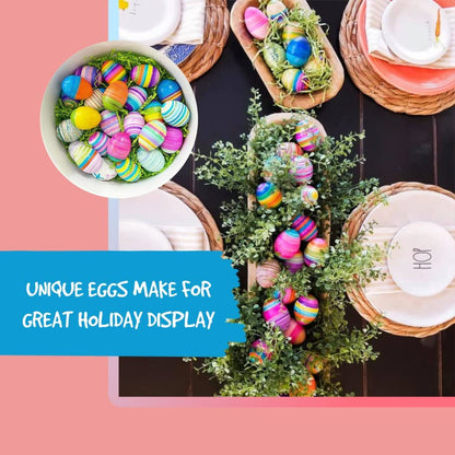 Family activity: complete Easter egg decorating craft kit with spinner, pens, and 8 plastic eggs.