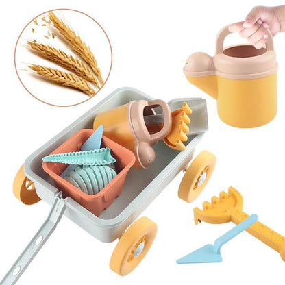 Wheat straw toddler beach toy set, ideal for outdoor sand play and summer fun