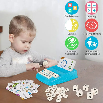 Colorful educational toy set featuring alphabet cards and number cards for early education and spelling games.