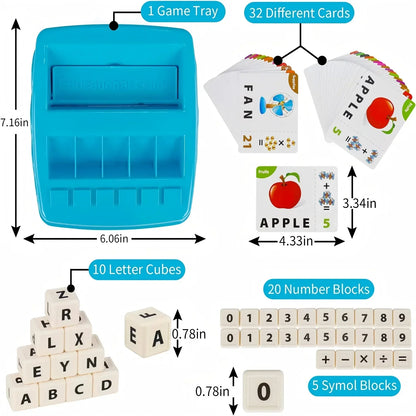Vibrant educational learning set packaging, highlighting alphabet & number cards for kids' early development.