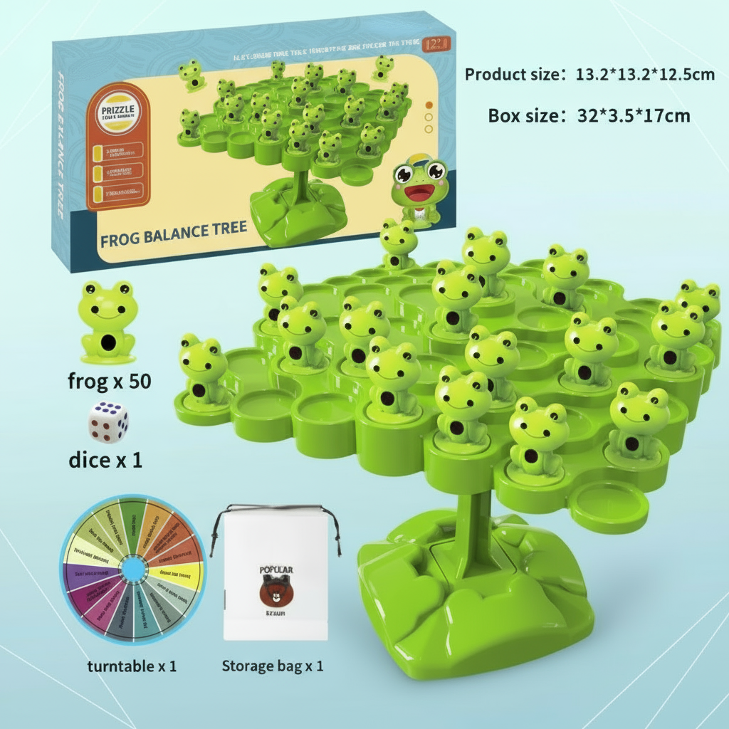 Family game time: parent and child playing with Balancing Tree Game, improving motor skills