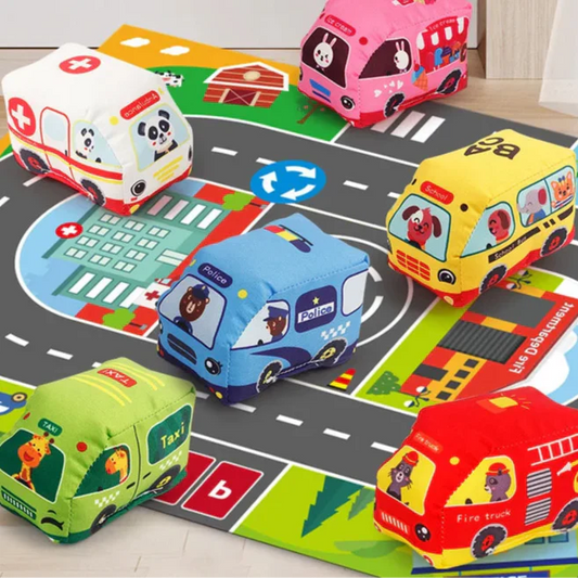 Kids' educational car playmat, vibrant city design for creative play, perfect preschool & travel toy