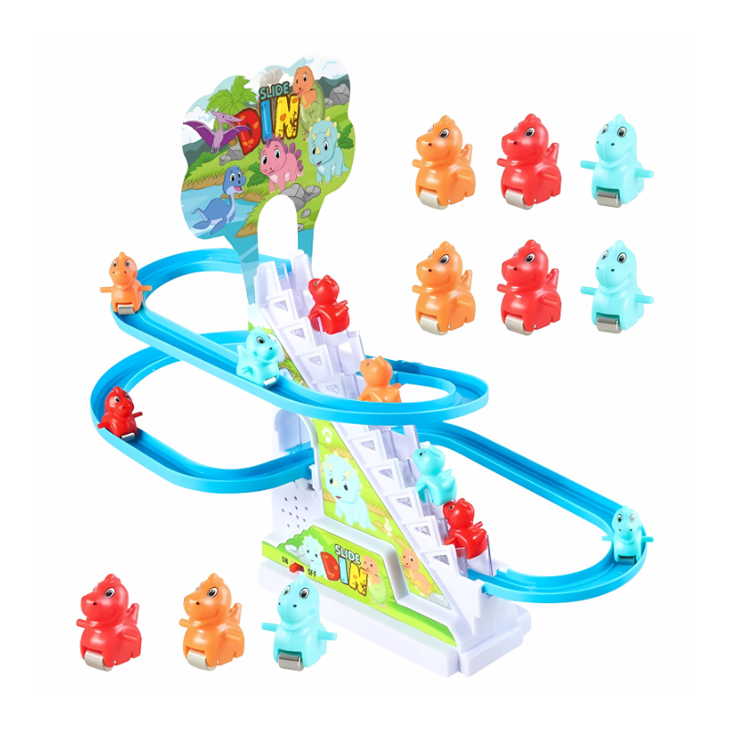 Overhead view of the Kids' Educational Climbing Animal Race Track, highlighting its engaging design & interactive features.