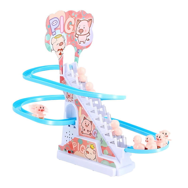 Detailed shot of an animal figure on the Kids' Educational Climbing Race Track Toy, illustrating its charming design.