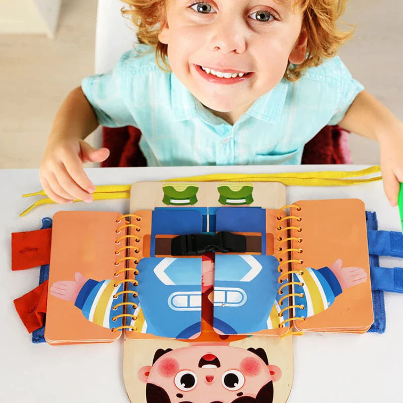Colorful kids' science & exploration puzzle book, educational toy for fine motor skill development.