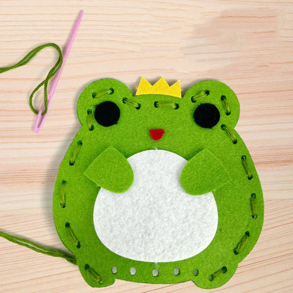 Creative play felt sewing kit, an educational craft for kids to assemble colorful animal figures themselves.