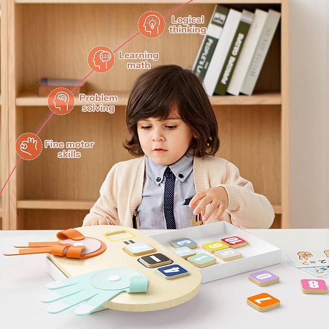 Educational math flashcards with finger play, a cognitive development activity for children