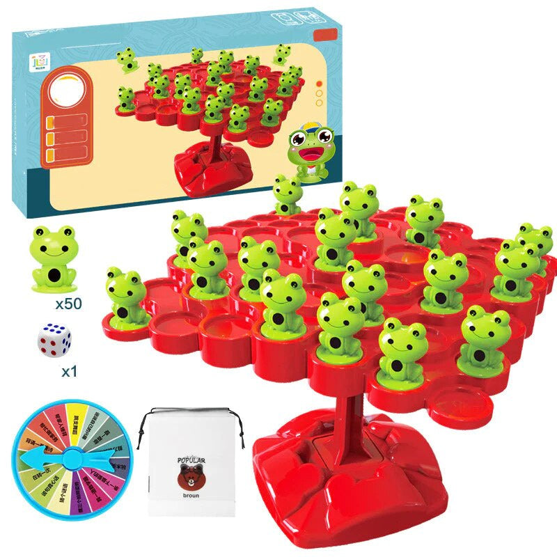 Children playing with Frog Tree Balance Game, developing fine motor skills and strategic thinking.