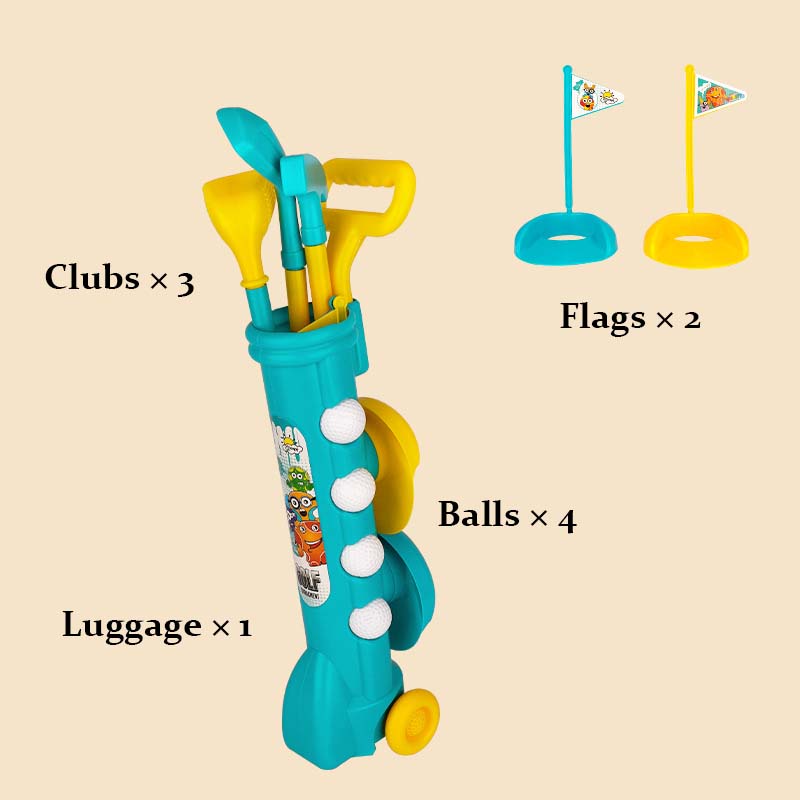 Educational golf playset for children, featuring a vibrant golf course and tools for motor skill learning