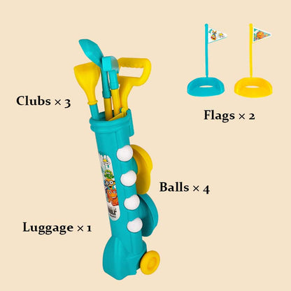 Educational golf playset for children, featuring a vibrant golf course and tools for motor skill learning
