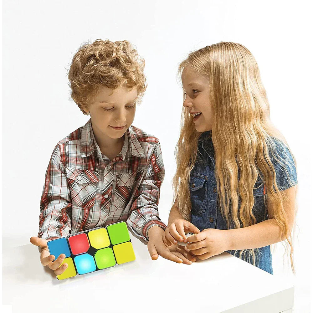 Educational light-up puzzle game in a child's hands, perfect brain trainer and cognitive development toy