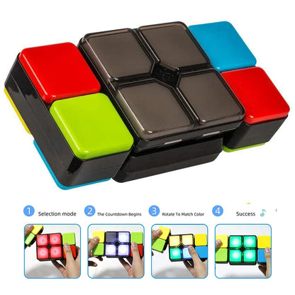 Assortment of kids' light-up puzzle game pieces, illustrating a fun and educational brain training toy