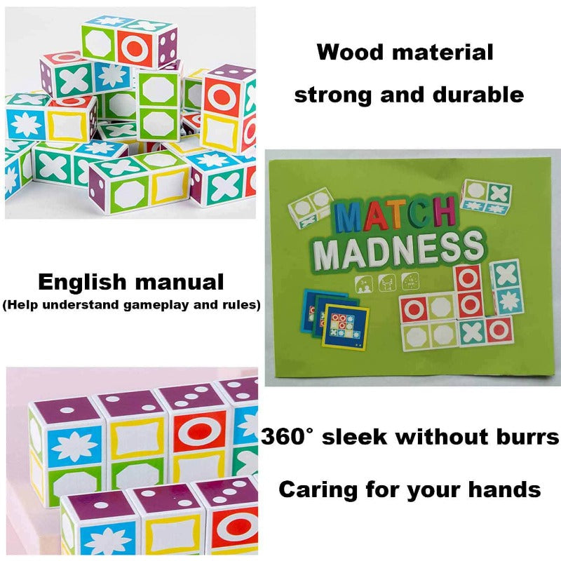 Educational wooden board game, logic puzzle for kids learning and cognitive skill