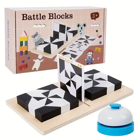 Kids' educational logic puzzle game set with colorful wooden pieces