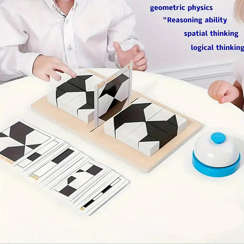 Portable wooden logic puzzle for children, enhancing problem-solving skills