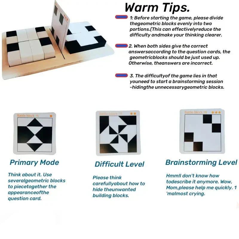 Family educational game: kids' logic puzzle with various geometric shapes