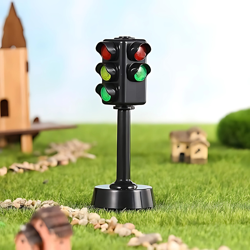 Kids' educational mini traffic light toy demonstrating stop signal, red light for road safety learning