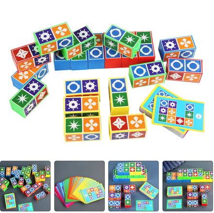Kids' educational pattern matching block game featuring colorful geometric shapes for developing cognitive skills