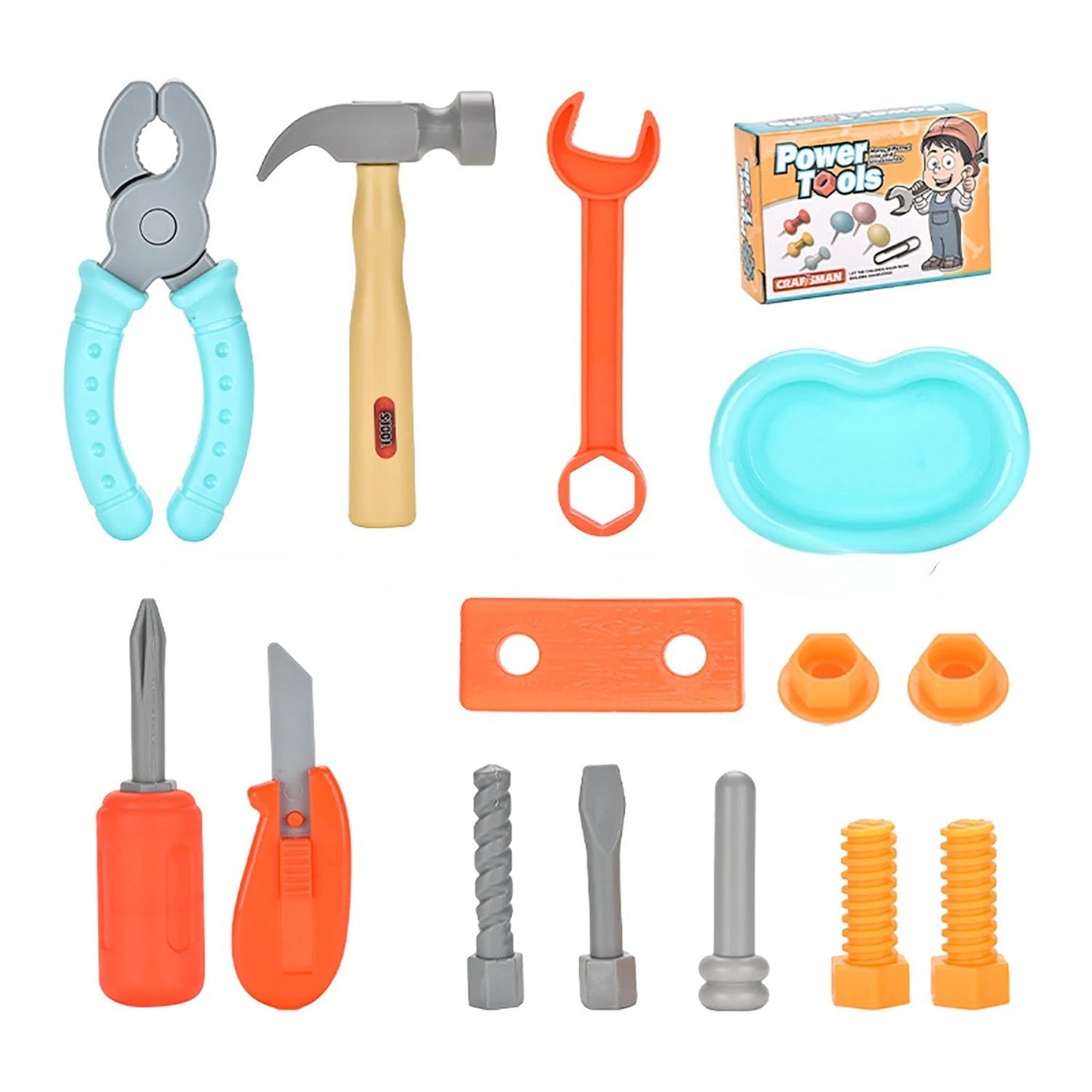 Colorful children's toy tool set, ideal for educational and imaginative play