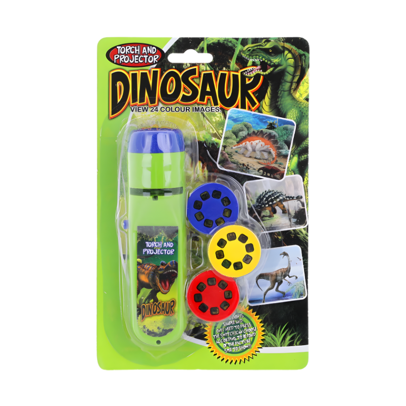 Projector flashlight toy for kids, showing vibrant animal picture on wall
