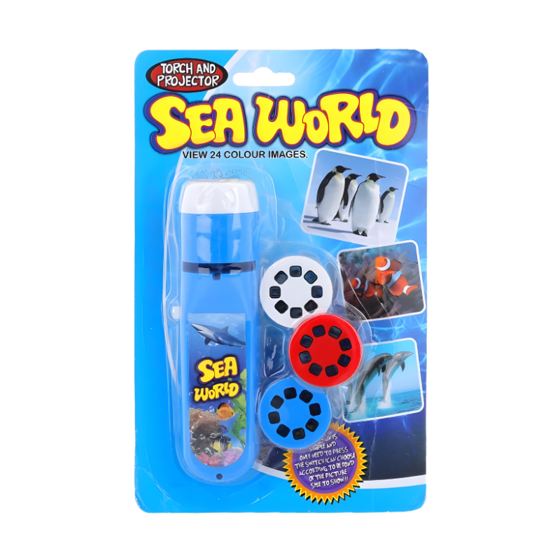 Set of kids' educational projector flashlight toys in various colors, learning tool