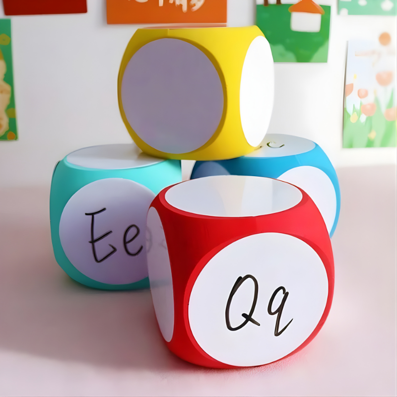 Kids' educational reusable learning dice for preschool activities; colorful foam teaching aid.
