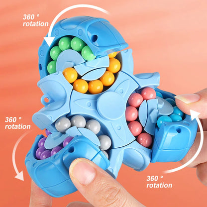 Close-up of Kids' Educational Rotating Bead Maze Cube Fidget Toy, showing intricate bead paths